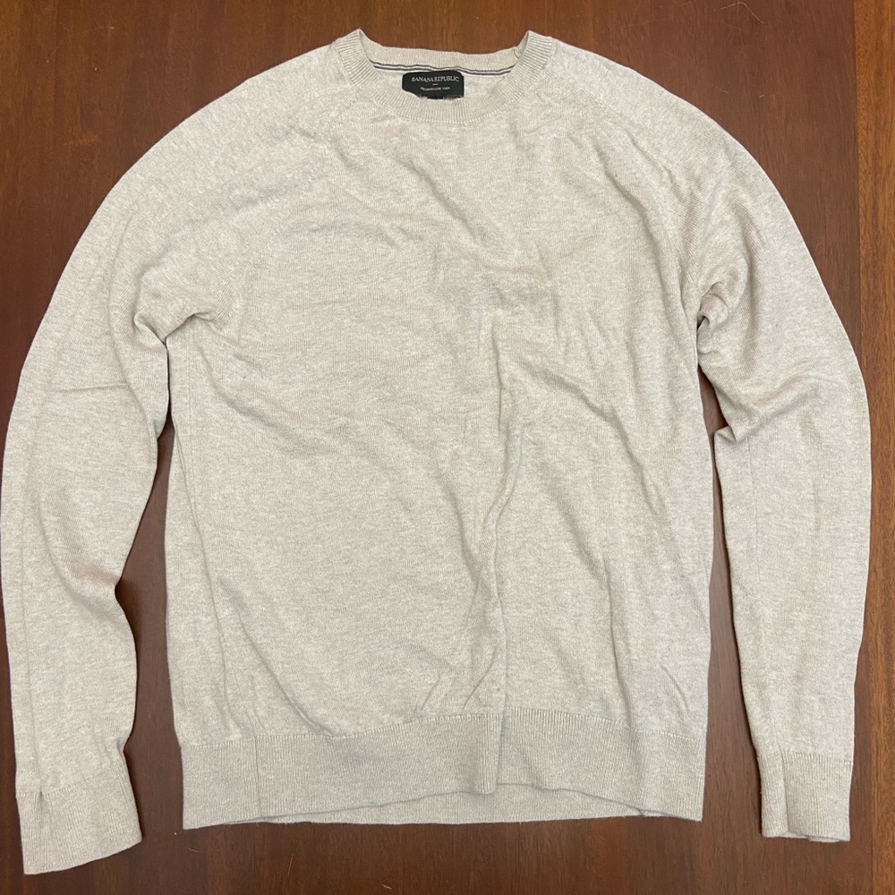 Banana Republic Mens Cream Crewneck Sweater